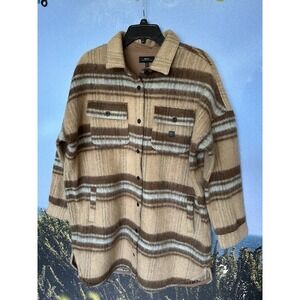 Roark Tan and Brown Striped Bomber Jacket